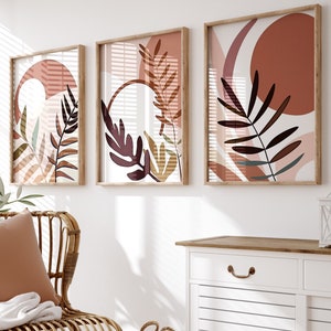 Boho Prints Set of 3, Mid Century Modern Prints, Neutral Color, Minimalist Art, Abstract Art Prints, Digital Download, Printable Wall Art