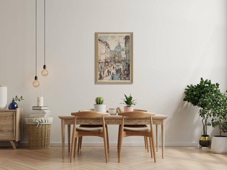 Neutral Paris Cityscape, Vintage Style Wall Art, Paris Street Scene, Downloadable Print image 6