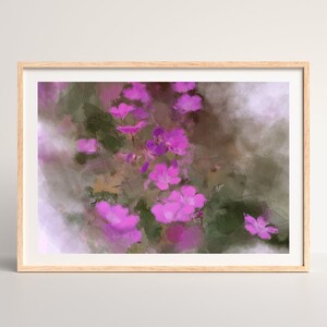 Pink Geraniums Printable Wall Art, Botanical Print, Abstract Art, Digital Download, Home Decor