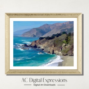Big Sur California Wall Art, California Coast Printable Wall Art, Ocean Wall Art, Digital Download, Home Decor, Printable Art