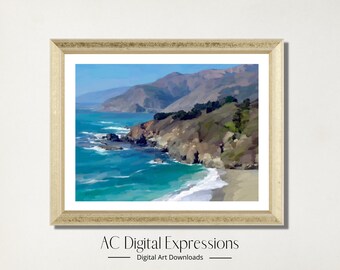 Big Sur California Wall Art, California Coast Printable Wall Art, Ocean Wall Art, Digital Download, Home Decor, Printable Art