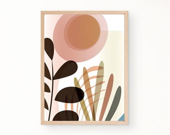 Boho Wall Art, Mid Century Modern Print, Digital Download, Abstract Art Print, Neutral Color Print, Printable Wall Art, Minimalist Wall Art