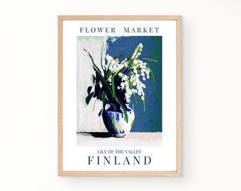 Finland National Flower Poster, Flower Market Print, Printable Wall Art, Botanical Print, Abstract Floral Art, Digital Download, Home Decor