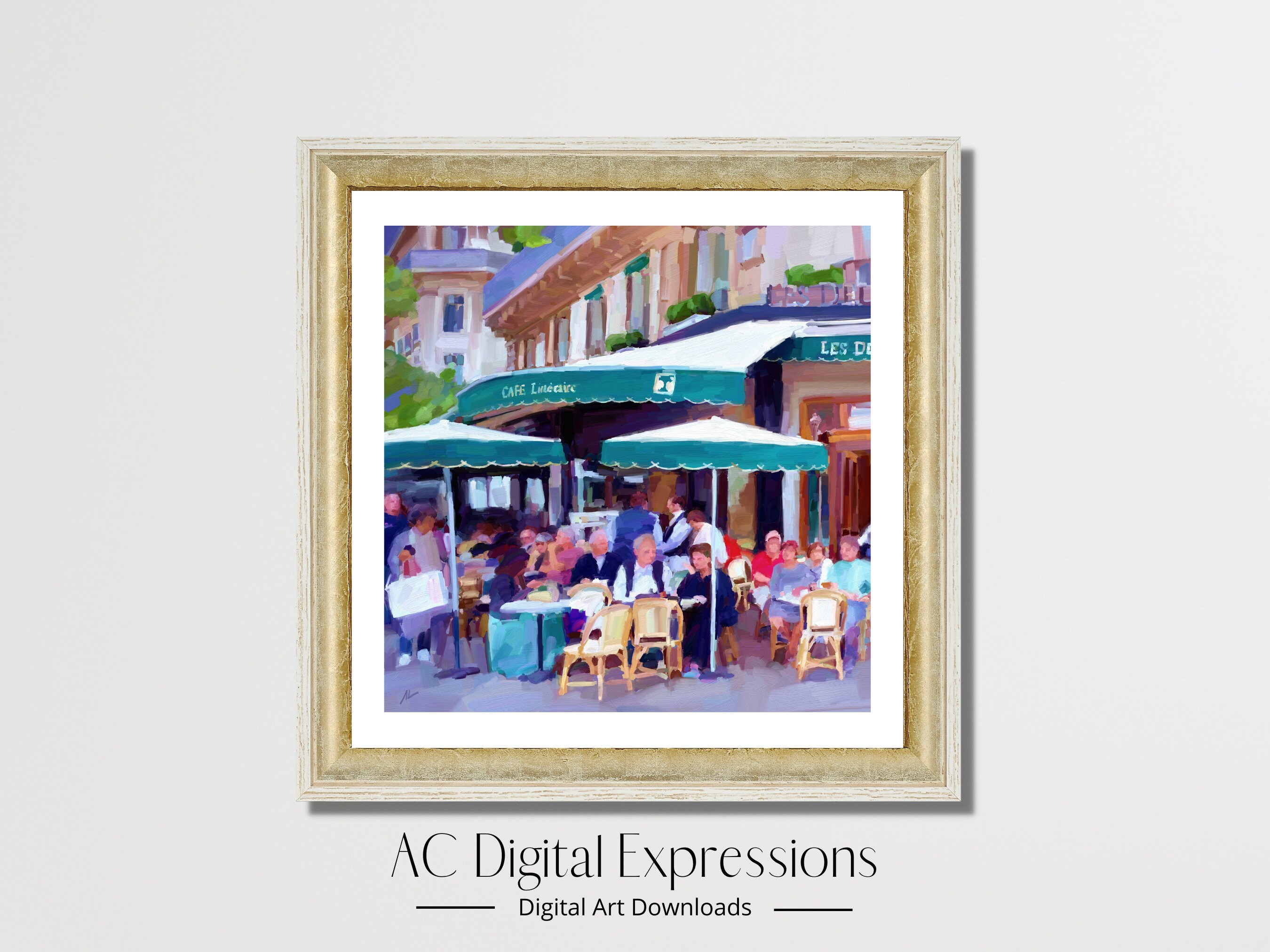 Paris Cafe Wall Art, Paris Sidewalk Cafe Wall Art, French Street Scene, Printable Wall Art, Downloadable Art, Digital Download, Home Decor