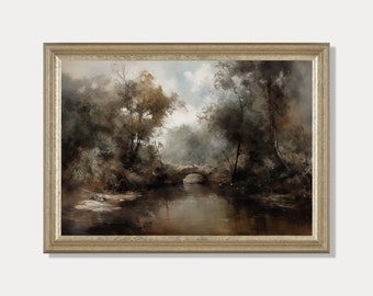Printable Moody Country Landscape Print, Vintage Style Wall Art, Downloadable Print