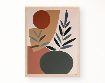 Boho väggkonst, Mid-Century Modern-tryck, Minimalistisk väggkonst, Abstrakt konsttryck, Utskrivbar väggkonst, Neutral färgtryck, Digital nedladdning