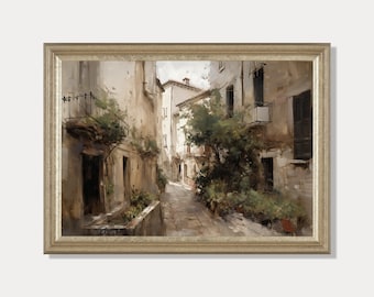 Italian Narrow Street Print, Vintage Style Neutral Italy Wall Art, Digital Download
