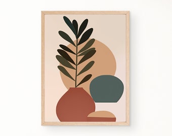 Boho väggkonst, Mid-Century Modern-tryck, minimalistisk väggkonst, neutralt färgtryck, abstrakt konsttryck, utskrivbar väggkonst, digital nedladdning