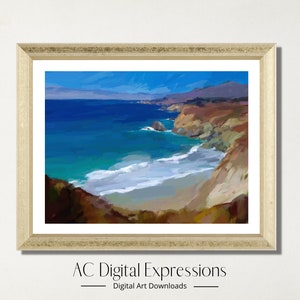 Big Sur Coastline Printable Wall Art, California Coast Landscape Wall Art, Ocean Wall Art, Digital Download,  Printable Art, Home Decor