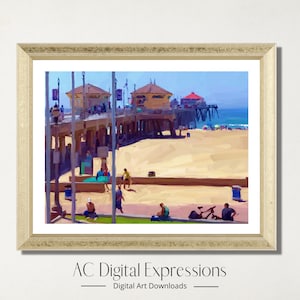 Huntington Beach Pier Wall Art, California Coast, Huntington Beach, Coastal Wall Art, Beach Wall Art, Printable Art, Digital Download