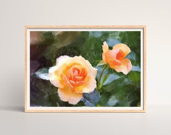 Arte murale stampabile rosa pesca, stampa botanica, arte astratta, download digitale, decorazioni per la casa