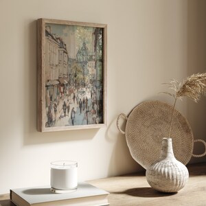 Neutral Paris Cityscape, Vintage Style Wall Art, Paris Street Scene, Downloadable Print image 3