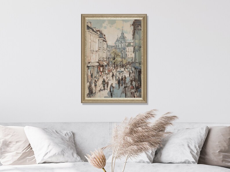 Neutral Paris Cityscape, Vintage Style Wall Art, Paris Street Scene, Downloadable Print image 4