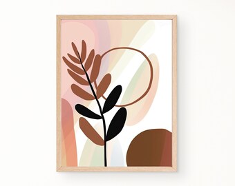 Boho väggkonst, Mid-Century Modern-tryck, Neutral färgtryck, Digital nedladdning, Minimalistisk väggkonst, Abstrakt konsttryck, Utskrivbar väggkonst