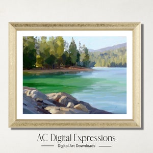 Lakeside Printable Wall Art, Scenic Lake Wall Art, Landscape Wall Art, Digital Download, Printable Art, Home Decor