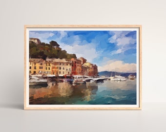 Portofino Italie Art Mur Imprimable, Art Mur de Voyage, Italie Art Mural, Téléchargement Numérique, Art Imprimable, Décoration d’intérieur