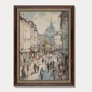 Neutral Paris Cityscape, Vintage Style Wall Art, Paris Street Scene, Downloadable Print image 2