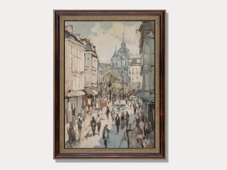 Neutral Paris Cityscape, Vintage Style Wall Art, Paris Street Scene, Downloadable Print image 2