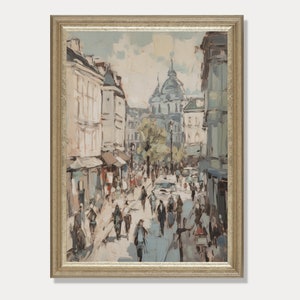Neutral Paris Cityscape, Vintage Style Wall Art, Paris Street Scene, Downloadable Print