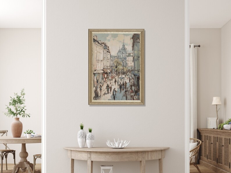 Neutral Paris Cityscape, Vintage Style Wall Art, Paris Street Scene, Downloadable Print image 5