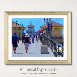 Pier Walk Wall Art, Huntington Beach, California Coast, Coastal Wall Art, Beach Wall Art, Digital Download, Printable Art, Home Decor