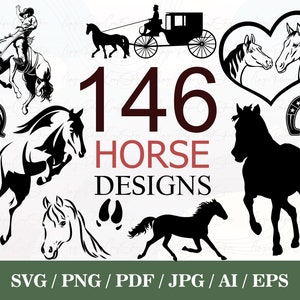 Horse SVG Bundle | Horse SVG | Horse Silhouette | Horseshoe Svg | Horse Head Svg | Horse Vector | Horse Designs Svg | Animal Svg