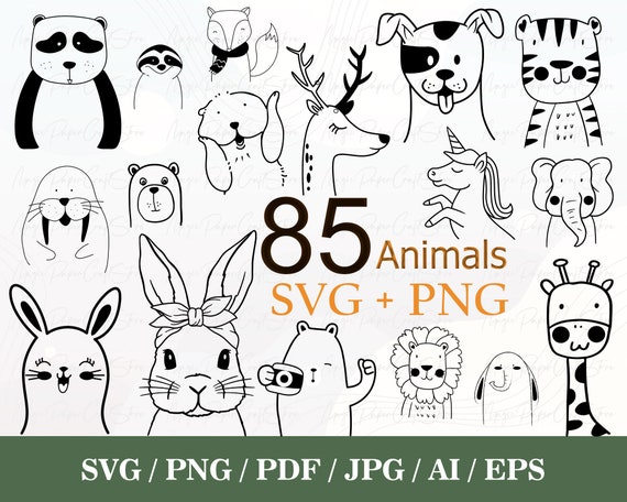 85 Animals SVG Bundle| SVG For Cut file | Animal Hand Drawn Style | Nursery Svg | Cute Animal Svg | Svg,Png,Eps | for cricut Silhouette