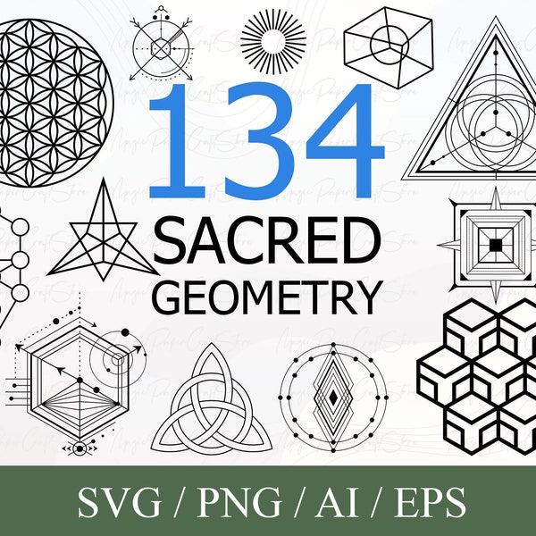 Sacred Geometry Svg Bundle| Geometrische sVG | Tattoo svg | Minimalistische svg | Mandala Svg | Formen svg | heilige Symbole | Abstrakte Svg