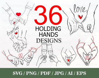 Holding Hands SVG | Pinky Hold | Love SVG Cut File | Customize With Your Own Text | Add Names | Love Hands Design | Instant Download