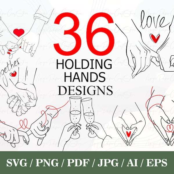 Tenir la main SVG | Pinky Hold | J’adore SVG Cut File | Personnalisez avec vos propres | de texte Ajouter des noms | Love Hands Design | Téléchargement instantané