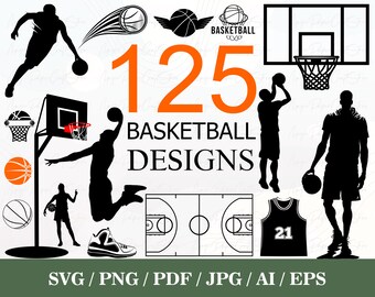 125 Basketball SVG Bundle | Basketball Png | Basketball Silhouette Svg| Basketball vector | Basketball cut files | Basketball Eps