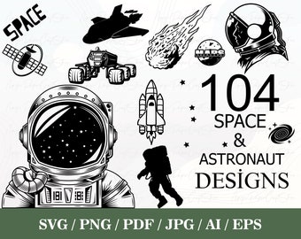 104 Space Svg Bundle, Space Svg, Astronaut Helmet Svg, Astronaut cut file, Astronaut PNG, Space Moon Svg, Instant Download