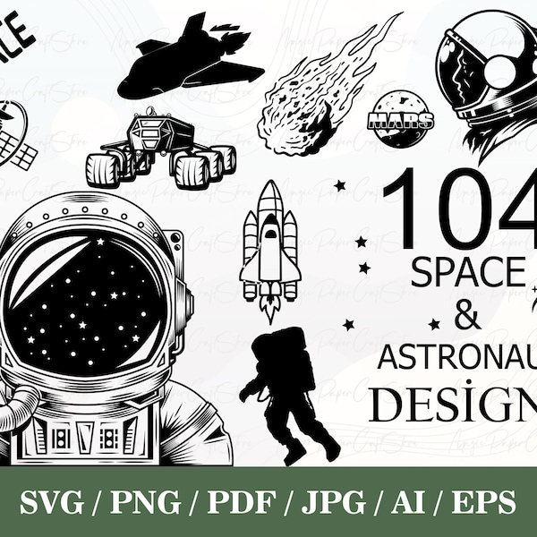 104 Space Svg Bundle, Space Svg, Astronaut Helmet Svg, Astronaut cut file, Astronaut PNG, Space Moon Svg, Instant Download