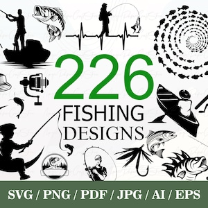 Fishing SVG Bundle, Fish SVG, Fisherman svg, Fish png, Fish Vector, Fish Clipart, Fish Silhouette, Fishing Lure Svg, Bass Svg, Trout Svg