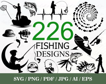 Fisch SVG Bundle, Fisch SVG, Fischer svg, Fisch png, Fisch Vektor, Fisch Clipart, Fisch Silhouette, Angel Locken Svg, Bass Svg, Forelle Svg