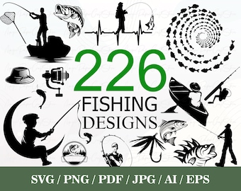 Fisch SVG Bundle, Fisch SVG, Fischer svg, Fisch png, Fisch Vektor, Fisch Clipart, Fisch Silhouette, Angel Locken Svg, Bass Svg, Forelle Svg