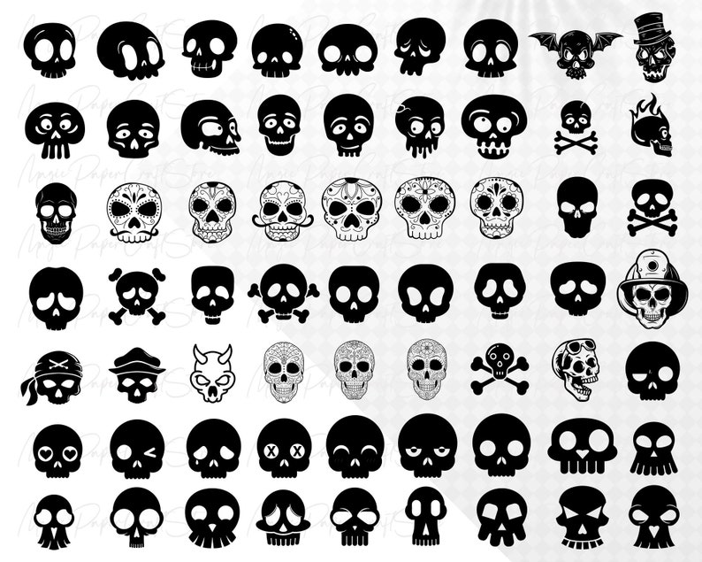 Skull svg bundle, skull png files, sugar skulls svg, Skull PNG Bundle, Skull Head Svg, Instant download image 4