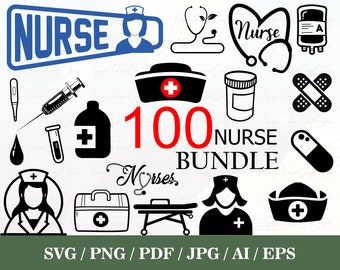 100 Nurse SVG Bundle | Stethoscope SVG | Nurse Life SVG | Stethoscope Clipart | Medical Svg | Hospital | Nurse Clipart | Nurse Cricut