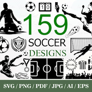 159 SOCCER SVG Bundle | Football Svg | Football Silhouette | Football Cut File | Soccer Ball Svg | Soccer Player Svg | Soccer PNG
