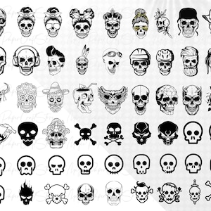 Skull svg bundle, skull png files, sugar skulls svg, Skull PNG Bundle, Skull Head Svg, Instant download image 2