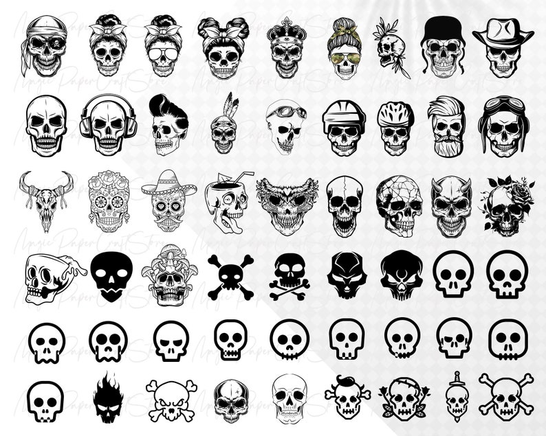 Skull svg bundle, skull png files, sugar skulls svg, Skull PNG Bundle, Skull Head Svg, Instant download image 2