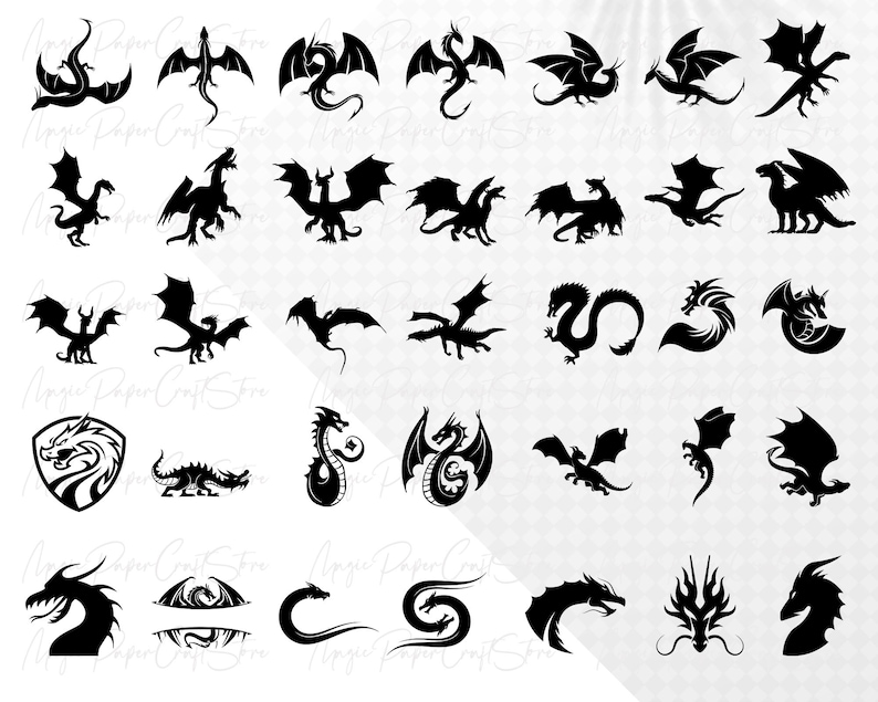 96 Dragon SVG Bundle | Dragon Cut File | Dragon Clipart | Dragon ...