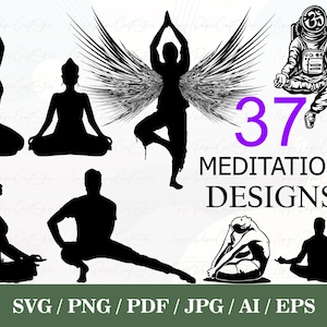 37 Meditation SVG |  Namaste Cut Files for Cricut Silhouette Files | Meditation Silhouette | Yoga SVG | T-shirt Printing