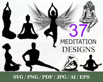 37 Meditation SVG |  Namaste Cut Files for Cricut Silhouette Files | Meditation Silhouette | Yoga SVG | T-shirt Printing