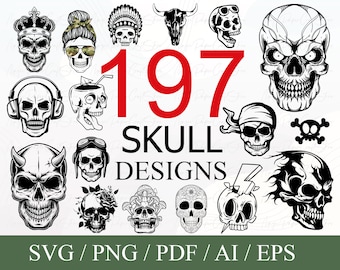 Schädel-Svg-Bundle, Schädel-Png-Dateien, Zuckerschädel svg, Schädel-PNG-Bundle, Schädel-Kopf-Svg, Instant download