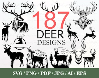 187 Deer SVG | Deer Png | deer hunting svg | Deer Head SVG | Deer silhouette | Deer Vector | Deer Hunting svg Files | Deer Antlers svg