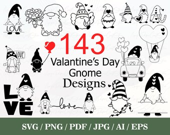 Valentine's Day Gnomes SVG Bundle| Valentine's Day Gnome Png Design | Love SVG | Valentine Gnome Clipart | Valentine Gnome Silhouette