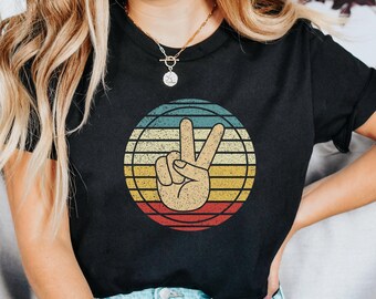 Camisa vintage, camiseta retro de la paz, camiseta gráfica retro vintage, camiseta maravillosa, camiseta del signo de la paz, camiseta hippie, camisas para mujeres
