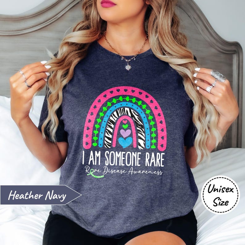 Rare Disease Awareness Shirt • I Am Someone Rare T-Shirt • Rare Disease Day Tshirt • Adult and Youth Size • Premium Soft Cotton Tee Heather Navy