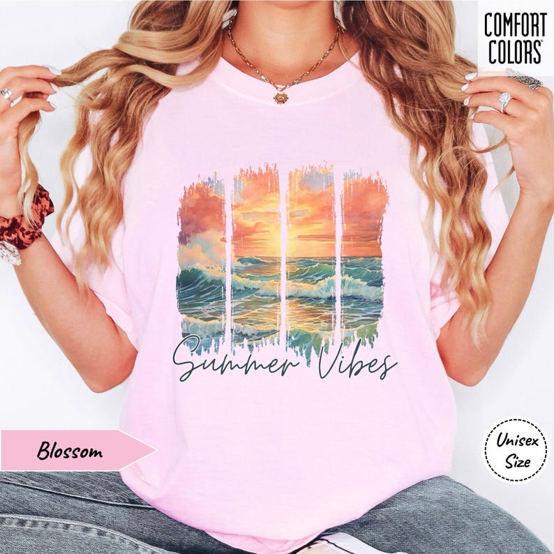 Camiseta de verano con atardecer • Camiseta con ambiente playero • Camiseta con colores cómodos • Camiseta de vacaciones de verano • Camiseta de viaje de chicas a juego • Camiseta con vida en el lago • Regalo para maestros imagen 4